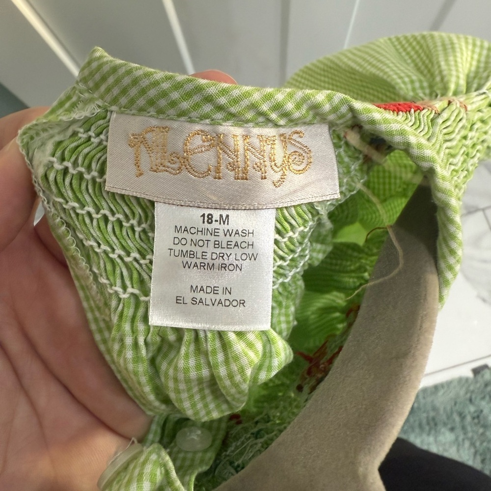 Girls' Lime Green Smocked Holiday Dress - Picture 3 of 11